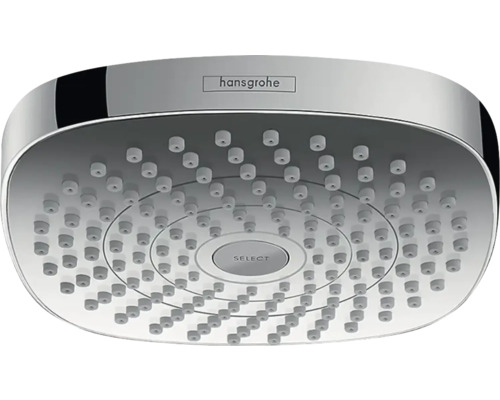 Kopfbrause hansgrohe Croma Select E 180 2jet EcoSmart eckig 208 x 210 mm weiß/chrom 26528400