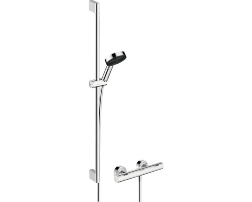hansgrohe Duscharmatur mit Thermostat PULSIFY SELECT S 105 3JET RELAXATION ECOSMART chrom inkl. Brausestangenset 90 cm 24261000