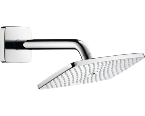 Set de pommeau de douche hansgrohe Raindance E 240 1jet EcoSmart carré 330 x 250 mm avec bras de douche chrome 27375000