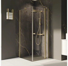 Douche d''angle avec porte-serviettes dans la salle de bain