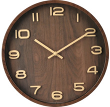 Horloge murale ronde en bois avec cadran