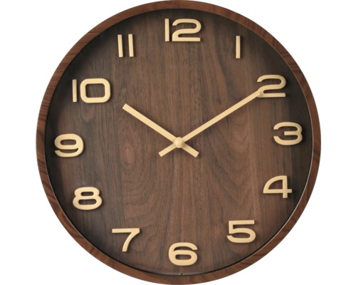 Horloge murale ronde en bois avec cadran