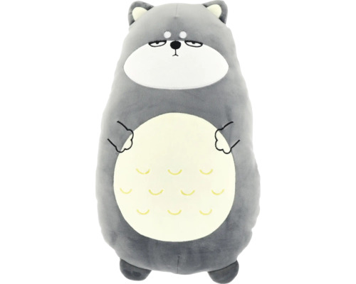 Dekokissen grumpy Katze grau 25x15 cm Grauer Kuscheltier-Hund als Kissen