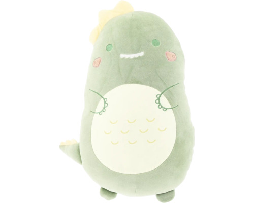 Dekokissen Dino grün 25x15 cm Grünes Dinosaurier Stofftier mit gelben Akzenten