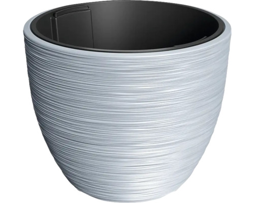 Blumentopf Furu Kunststoff Ø 38,5 cm H 38,5 cm hellgrau mit Pflanzeinsatz Blumentopf mit strukturierter Oberfläche