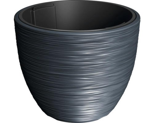 Blumentopf Furu Kunststoff Ø 47 cm H 38,5 cm anthrazit mit Pflanzeinsatz Pflanzgefäss mit geriffelter Oberfläche