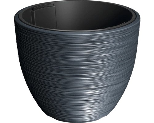 Blumentopf Furu Kunststoff Ø 56,9 cm H 44,5 cm anthrazit mit Pflanzeinsatz Grauer Pflanzkübel mit horizontal geriffeltem Design