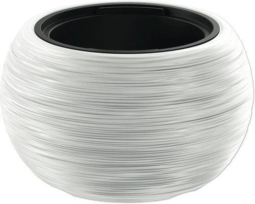 Blumentopf Furu BOWL Kunststoff Ø 37,8 cm H 23 cm weiß mit Pflanzeinsatz Runder Pflanzkübel mit geflochtener Optik