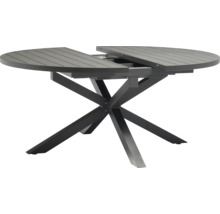 Table de jardin ronde avec fonction d''extension et pied en croix