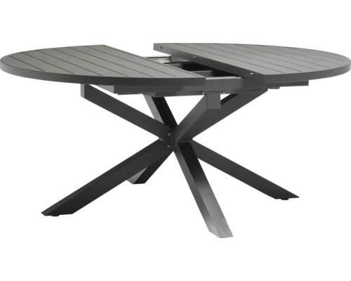 Runder Gartentisch mit Ausziehfunktion und Kreuzfuß