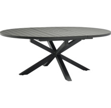 Table de jardin ronde avec rallonge et piètement en X