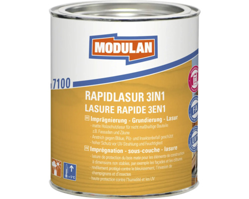 Lasure express MODULAN 3en1 FS teck 750 ml Boîte de lasure pour bois Modulan Rapidlasur 3en1