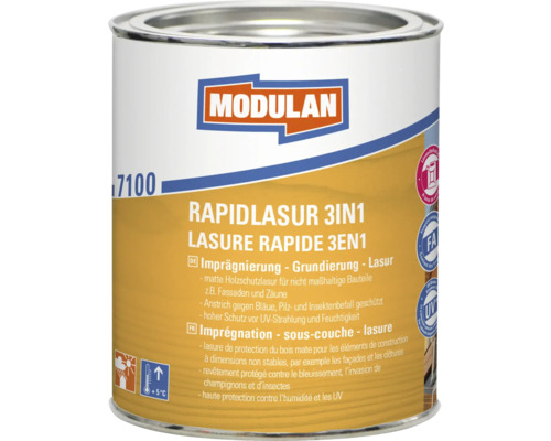 Lasure express MODULAN 3en1 FS chêne 750 ml Boîte de lasure rapide 3en1 Modulan pour bois, imprégnation, primaire et lasure