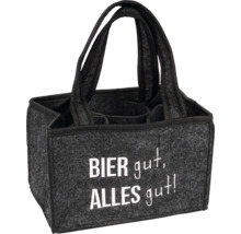 Flaschentasche aus Filz mit sechs Fächern und dem Aufdruck ''Bier gut, alles gut!''