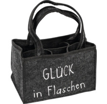 Flaschentasche aus Filz mit der Aufschrift Glück in Flaschen