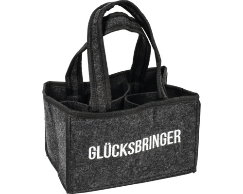 Flaschentasche aus Filz mit der Aufschrift Glücksbringer