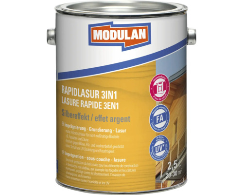 Lasure pour bois MODULAN Rapid 3en1 gris argent 2,5 l