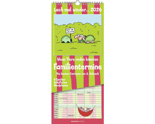 Familienplaner Lach mal 2026 19,5x45 cm Familienplaner für 2026 mit Cartoonmotiven