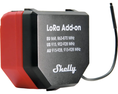 Shelly LoRa Add-on für Frequenzbereiche EU 868, 863 bis 870 Megahertz, US 915, 902 bis 928 Megahertz, AU 915 bis 928, 915 bis 928 Megahertz