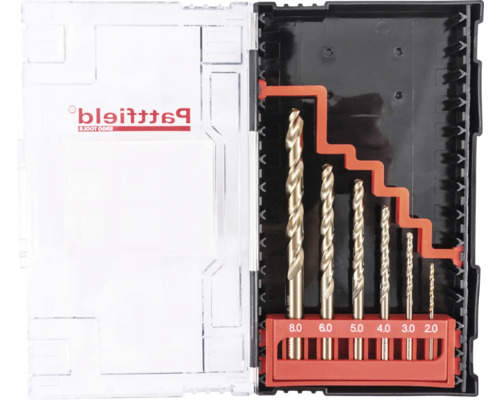 Bohrerset mit verschiedenen Größen in einer Kunststoffbox