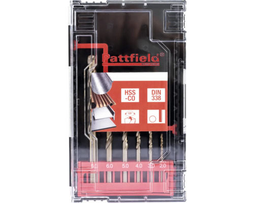 Pattfield Bohrerset mit verschiedenen Größen in einer transparenten Kunststoffbox