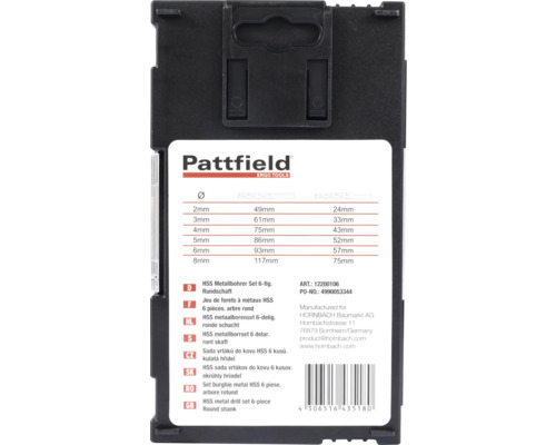 Pattfield HSS Metallbohrer Set mit 6 Stück und Rundschaft