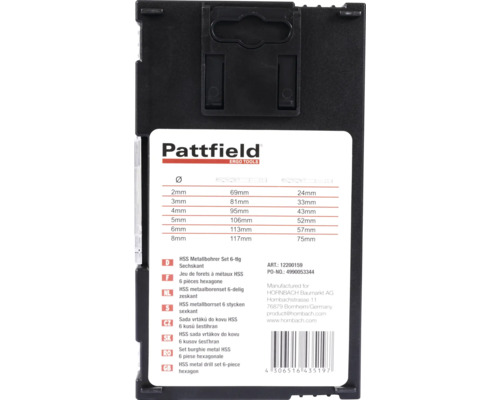 Pattfield Jeu de forets à métaux HSS, 6 pièces, hexagone