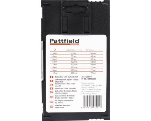 Pattfield Coffret de forets à pierre 8 pièces à tige ronde