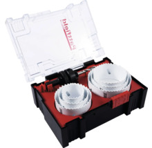 Jeu de scies cloches dans un coffret avec différentes tailles et foret