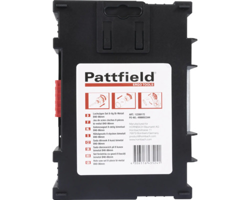 Pattfield Jeu de scies cloches 8 pièces bi-métal 040-86 millimètres