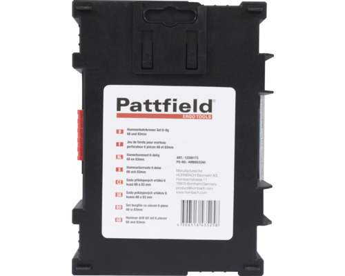 Pattfield Jeu de forets pour marteau perforateur, 6 pièces, 68 et 83 millimètres