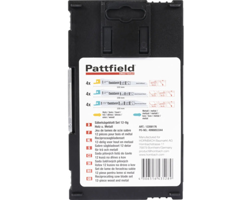 Pattfield Jeu de lames de scie sabre 12 pièces pour bois et métal