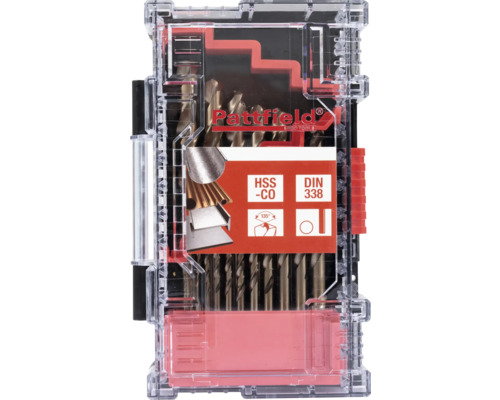 Jeu de forets Pattfield HSS-CO dans une boîte de rangement transparente