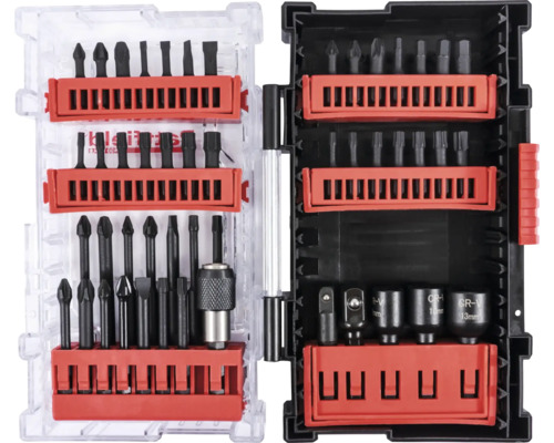 Bitset mit verschiedenen Schrauberbits und Steckschlüsseln im Koffer