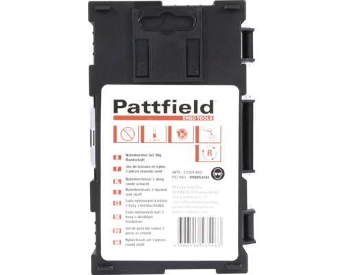 Pattfield Jeu de brosses en nylon 3 pièces manche rond