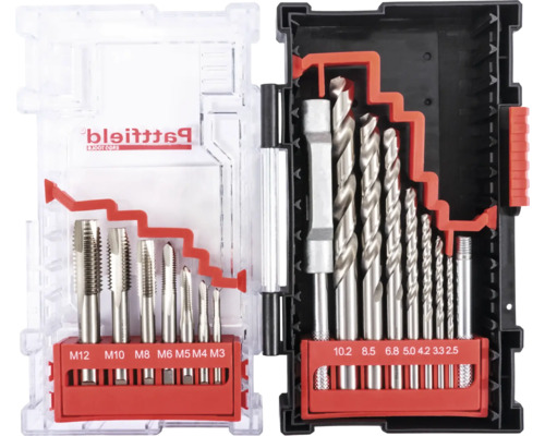 Bohrerset und Gewindeschneider Set in transparenter Box