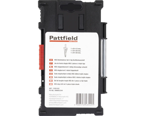 Pattfield Jeu de forets étagés HSS, 3 pièces