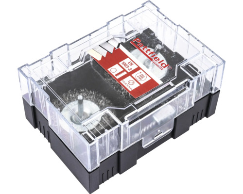 Pattfield CH40 Jeu de brosses métalliques pour outils dans une boîte en plastique transparente