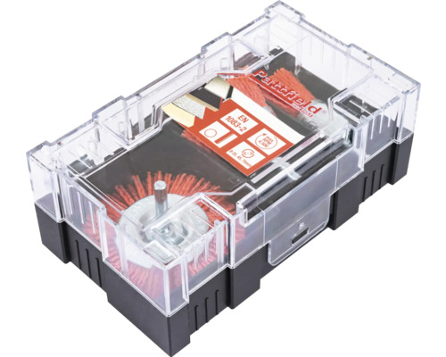Jeu de brosses métalliques Pattfield dans une boîte de rangement transparente