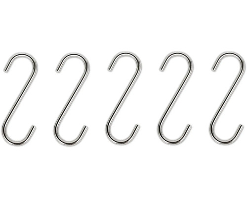 Cinq crochets en S en métal