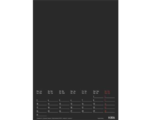 Kalenderblatt August 2026