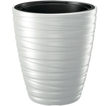 Weißer Pflanztopf mit gewellter Struktur