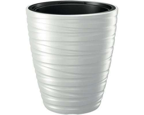 Blumentopf MAZE Kunststoff Ø 47,5 cm H 41,9 cm weiß inkl. Pflanzeinsatz Weißer Pflanztopf mit wellenförmigem Design