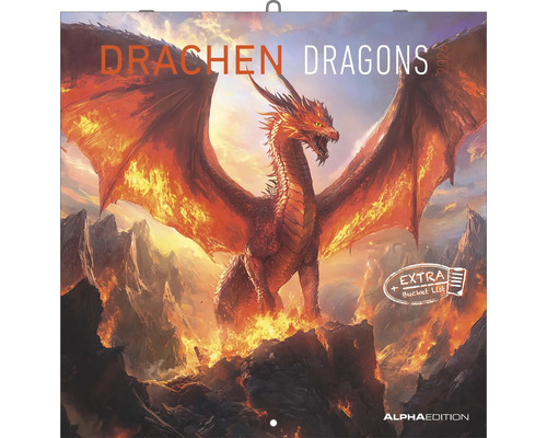 Drachen Kalender für 2026 mit Drachenillustration
