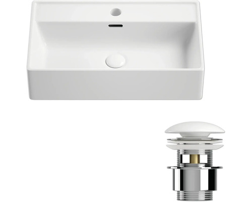 Vue de dessus d''un lavabo avec garniture de vidange