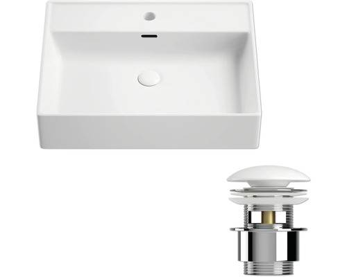 Lavabo en céramique avec garniture de vidange