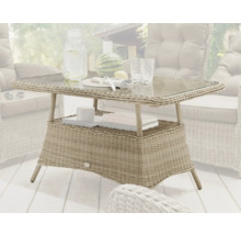Gartentisch mit Glasplatte und Stauraum aus Rattan