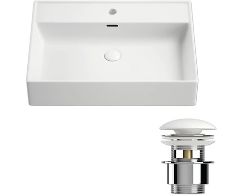 Vasque à poser avec garniture de vidange