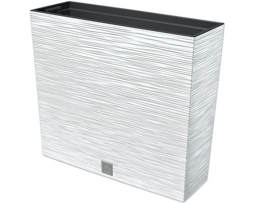 Jardinière Furu plastique 58 x 18 x 49,8 cm blanc avec bac d’arrosage Jardinière rectangulaire avec structure rainurée horizontale