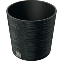 Schwarzer Pflanztopf mit horizontalem Linienmuster